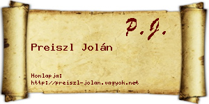 Preiszl Jolán névjegykártya