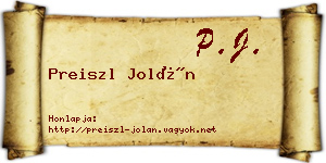 Preiszl Jolán névjegykártya